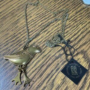 Kalevala Koru 32" Bronze Color Bird Necklace With Dangling Legs